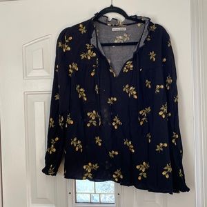 Reformation, Black and Floral Blouse Size: L
